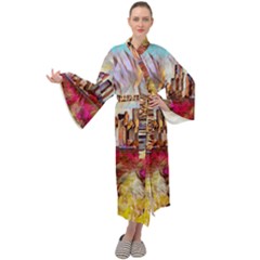 New York Skyline Manhattan City Maxi Velvet Kimono by Cowasu