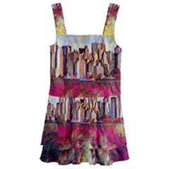 New York Skyline Manhattan City Kids  Layered Skirt Swimsuit by Cowasu