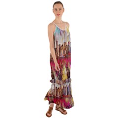 New York Skyline Manhattan City Cami Maxi Ruffle Chiffon Dress by Cowasu