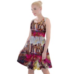 New York Skyline Manhattan City Knee Length Skater Dress by Cowasu