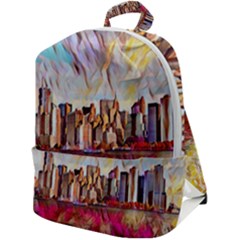 New York Skyline Manhattan City Zip Up Backpack by Cowasu