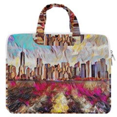 New York Skyline Manhattan City Macbook Pro 16  Double Pocket Laptop Bag  by Cowasu