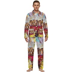 New York Skyline Manhattan City Men s Long Sleeve Velvet Pocket Pajamas Set by Cowasu