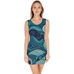 Waves Ocean Sea Abstract Whimsical Abstract Art Bodycon Dress by Cowasu