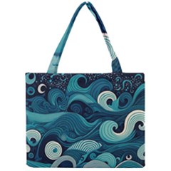 Waves Ocean Sea Abstract Whimsical Abstract Art Mini Tote Bag by Cowasu