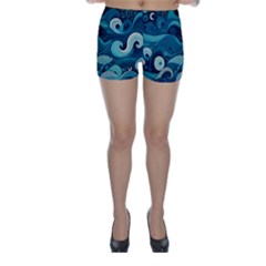 Waves Ocean Sea Abstract Whimsical Abstract Art Skinny Shorts by Cowasu