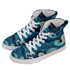 Waves Ocean Sea Abstract Whimsical Abstract Art Women s Hi-top Skate Sneakers by Cowasu