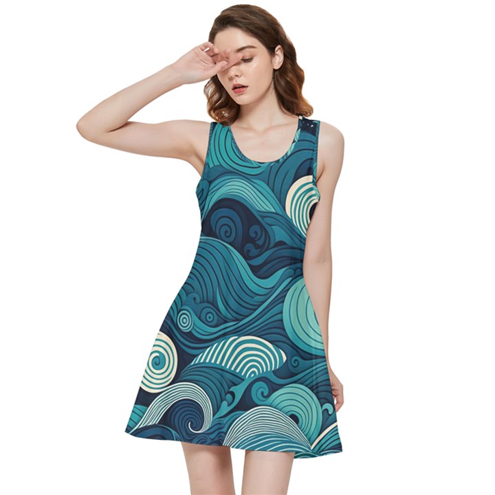 Waves Ocean Sea Abstract Whimsical Abstract Art Inside Out Racerback Dress