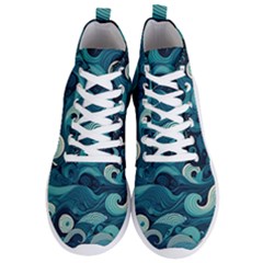 Waves Ocean Sea Abstract Whimsical Abstract Art Men s Lightweight High Top Sneakers by Cowasu