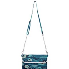 Waves Ocean Sea Abstract Whimsical Abstract Art Mini Crossbody Handbag by Cowasu