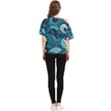 Waves Ocean Sea Abstract Whimsical Abstract Art One Shoulder Cut Out Tee View2