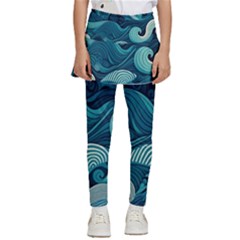 Waves Ocean Sea Abstract Whimsical Abstract Art Kids  Skirted Pants by Cowasu