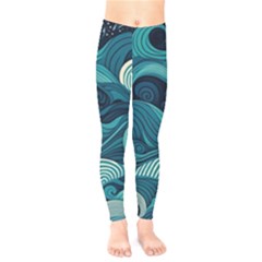 Waves Ocean Sea Abstract Whimsical Abstract Art Kids  Classic Winter Leggings by Cowasu