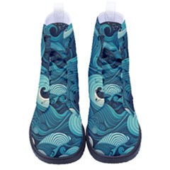 Waves Ocean Sea Abstract Whimsical Abstract Art High-top Canvas Sneakers