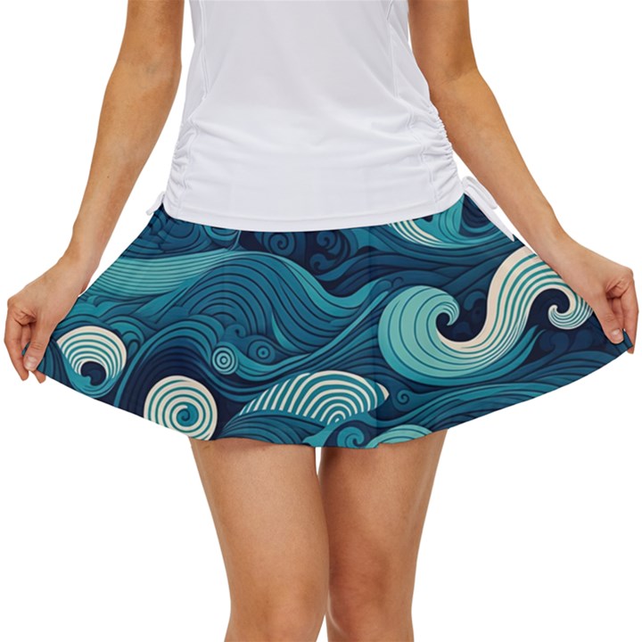 Waves Ocean Sea Abstract Whimsical Abstract Art Women s Skort