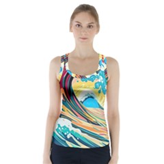 Ai Generated Waves Ocean Sea Tsunami Nautical Blue Sea (2) Racer Back Sports Top by Cowasu