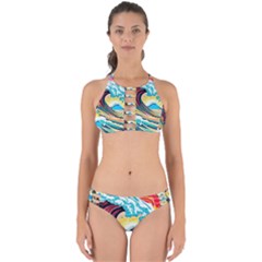 Ai Generated Waves Ocean Sea Tsunami Nautical Blue Sea (2) Perfectly Cut Out Bikini Set by Cowasu