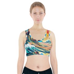 Ai Generated Waves Ocean Sea Tsunami Nautical Blue Sea (2) Sports Bra With Pocket by Cowasu