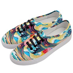 Ai Generated Waves Ocean Sea Tsunami Nautical Blue Sea (2) Women s Classic Low Top Sneakers by Cowasu