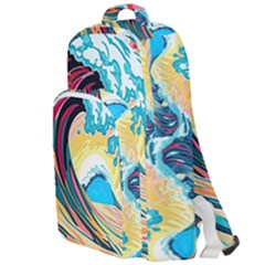 Ai Generated Waves Ocean Sea Tsunami Nautical Blue Sea (2) Double Compartment Backpack by Cowasu