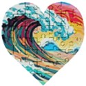 Ai Generated Waves Ocean Sea Tsunami Nautical Blue Sea (2) Wooden Puzzle Heart View1