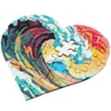 Ai Generated Waves Ocean Sea Tsunami Nautical Blue Sea (2) Wooden Puzzle Heart View2