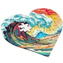 Ai Generated Waves Ocean Sea Tsunami Nautical Blue Sea (2) Wooden Puzzle Heart View3