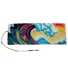 Ai Generated Waves Ocean Sea Tsunami Nautical Blue Sea (2) Roll Up Canvas Pencil Holder (s) by Cowasu