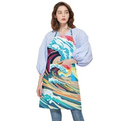 Ai Generated Waves Ocean Sea Tsunami Nautical Blue Sea (2) Pocket Apron by Cowasu