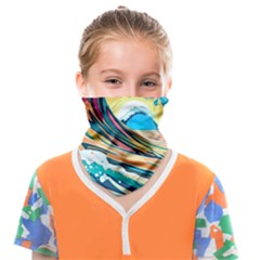 Ai Generated Waves Ocean Sea Tsunami Nautical Blue Sea (2) Face Covering Bandana (kids) by Cowasu