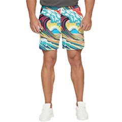 Ai Generated Waves Ocean Sea Tsunami Nautical Blue Sea (2) Men s Runner Shorts by Cowasu