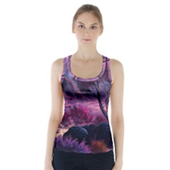 Landscape Landscape Painting Purple Purple Trees Racer Back Sports Top by Cowasu