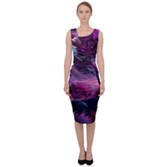 Landscape Landscape Painting Purple Purple Trees Sleeveless Pencil Dress by Cowasu