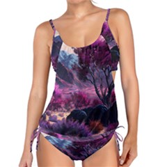 Landscape Landscape Painting Purple Purple Trees Tankini Set by Cowasu