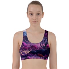 Landscape Landscape Painting Purple Purple Trees Back Weave Sports Bra by Cowasu