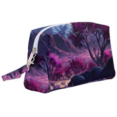 Landscape Landscape Painting Purple Purple Trees Wristlet Pouch Bag (large) by Cowasu