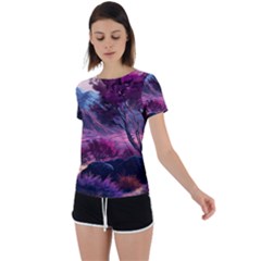 Landscape Landscape Painting Purple Purple Trees Back Circle Cutout Sports Tee by Cowasu