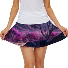 Landscape Landscape Painting Purple Purple Trees Women s Skort