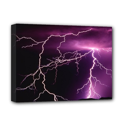 Storm Flashlight Space Nature Deluxe Canvas 16  X 12  (stretched)  by Cowasu