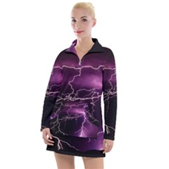 Storm Flashlight Space Nature Women s Long Sleeve Casual Dress by Cowasu