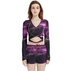 Storm Flashlight Space Nature Velvet Wrap Crop Top And Shorts Set by Cowasu