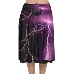 Storm Flashlight Space Nature Velvet Flared Midi Skirt by Cowasu