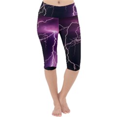 Storm Flashlight Space Nature Lightweight Velour Cropped Yoga Leggings by Cowasu