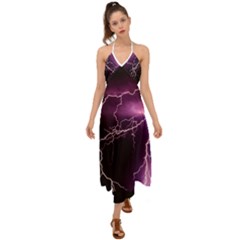 Storm Flashlight Space Nature Halter Tie Back Dress  by Cowasu