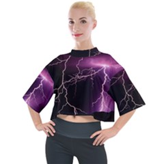 Storm Flashlight Space Nature Mock Neck Tee by Cowasu