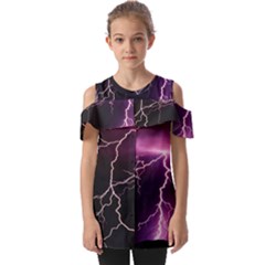 Storm Flashlight Space Nature Fold Over Open Sleeve Top by Cowasu