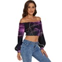 Storm Flashlight Space Nature Long Sleeve Crinkled Weave Crop Top View3