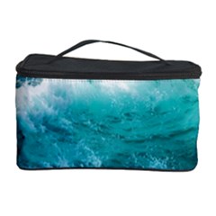 Ai Generated Waves Ocean Sea Tsunami Nautical Blue Sea Cosmetic Storage Case by Cowasu