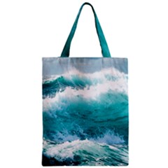 Ai Generated Waves Ocean Sea Tsunami Nautical Blue Sea Zipper Classic Tote Bag by Cowasu