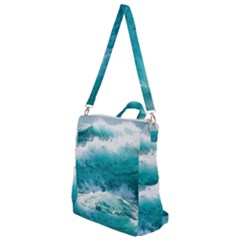 Ai Generated Waves Ocean Sea Tsunami Nautical Blue Sea Crossbody Backpack by Cowasu